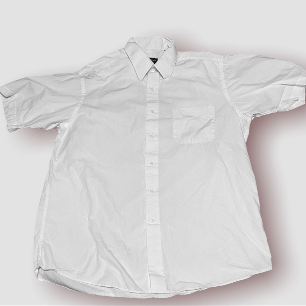 Men’s Club Room Shirt White Large Regular Fit Short Sleeves Collar Button Down